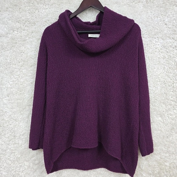 Margaret Winters Cowl Neck Sweater Womens XS Purple Cozy Textured Knit Layer - Picture 1 of 13